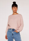 Cable Stripe Batwing Aran Jumper, Pink, large