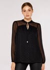 Dobby Tassel Top, Black, large