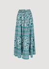 Floral Vine Cotton Tiered Maxi Skirt, Cream, large