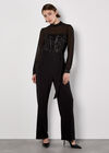 Sequin Bodice Jumpsuit, Black, large