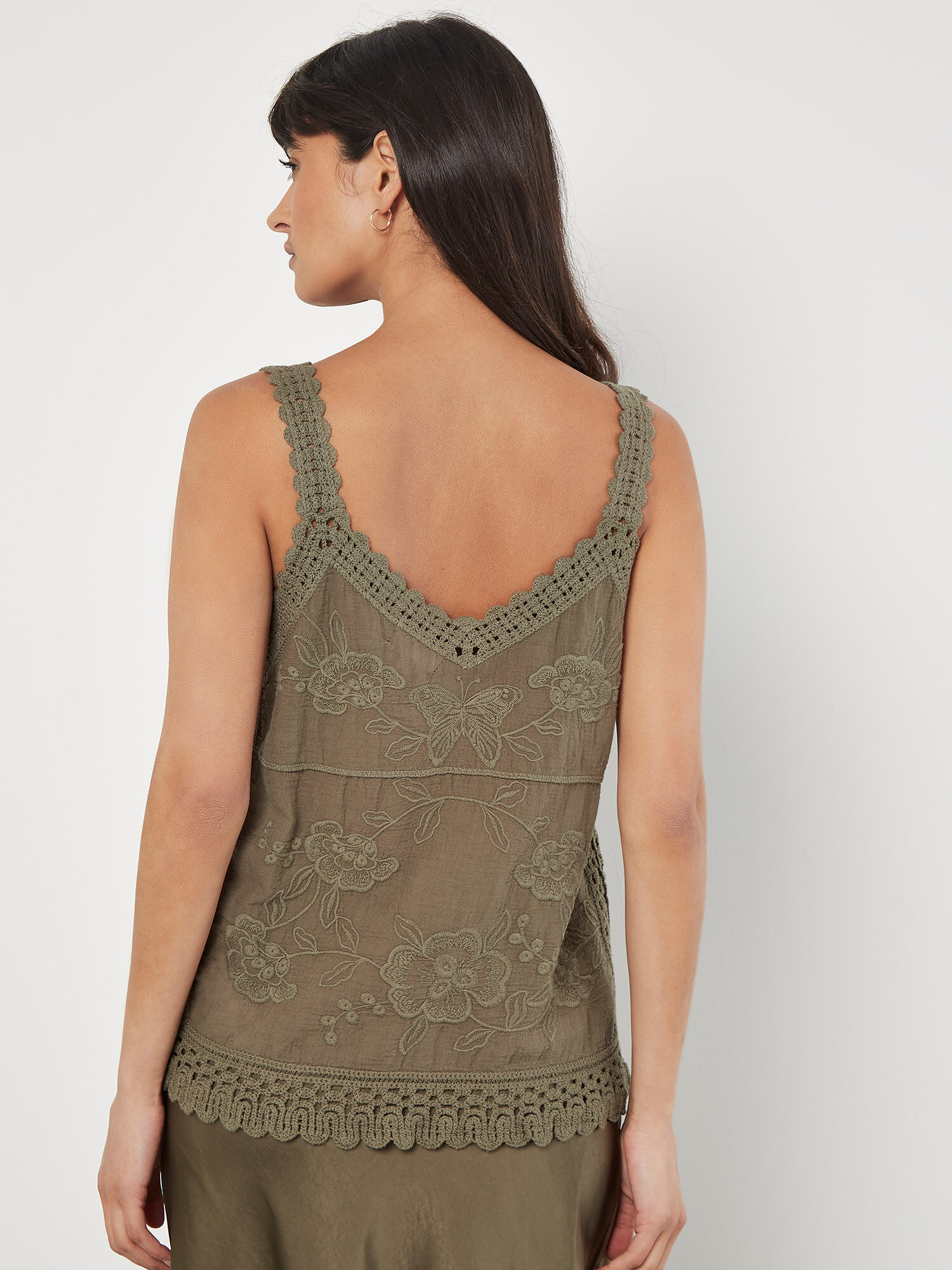 khaki crochet top