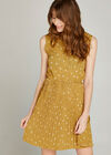 Yellow Floral Pleated Dress, Mustard, large