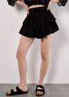 Tiered Smock Waist Mini Skort, Black, large