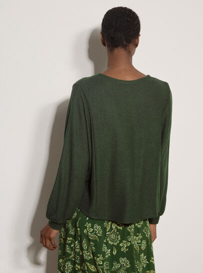 Waffle Knit Button Neck Top