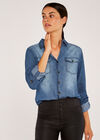2 Pocket Denim Shirt, Navy, large