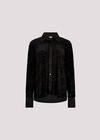 Animal Print Burnout Velvet Shirt, Black, large