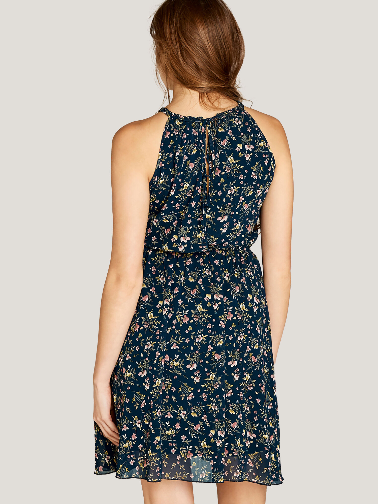 Ditsy Floral Tea Dress Apricot Clothing