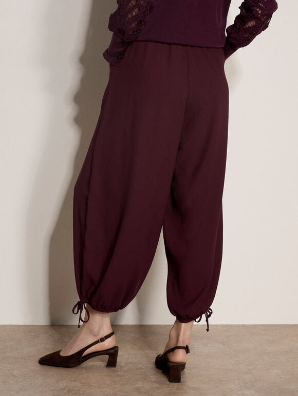 Wide-Leg Balloon Trousers, Burgundy, large