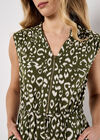 Animal Print Cotton Midi Dress, Khaki, large