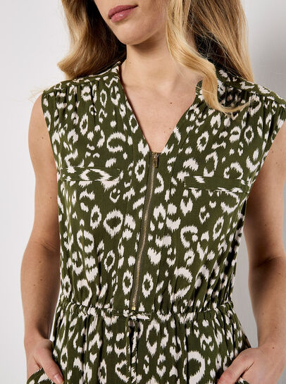 Animal Print Cotton Midi Dress
