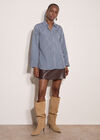 Oversized Stripe Shirt, Blue, large