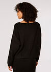 Oversized Batwing Boucle Jumper, Black, large