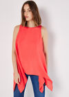 Shimmer Slub Shark Hem Top, Red, large