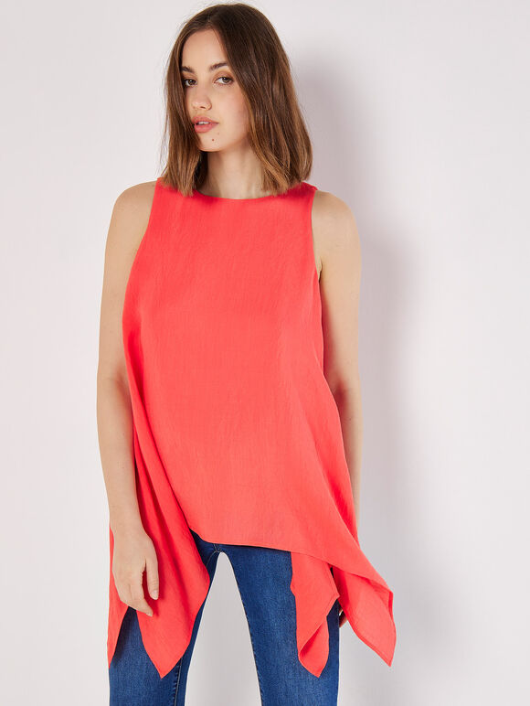 Shimmer Slub Shark Hem Top, Red, large