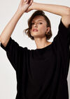 Ribbed Knit Cocoon Midi Dress, Black, large