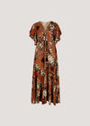 Patchwork Ruffle Tiered Midi Dress, Orange, large