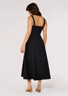 Panel Linen Midi Dress, Black, large