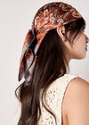 Satin Printed Scarf, Orange, large