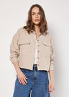 Dogtooth Cropped Shirt, Stone, large