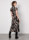 Zebra Print Shirt Midi Dress, Stone, large