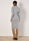 Waffle Knit Midi Dress, Grey, large