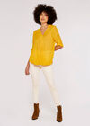 Slub Shimmer Twist Top, Yellow, large