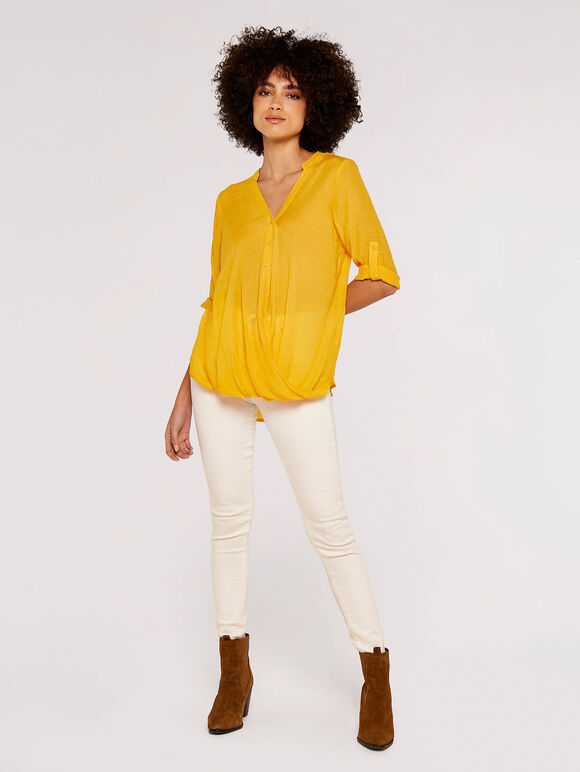 Slub Shimmer Twist Top, Yellow, large