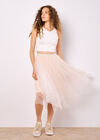 Pearl Embellished Tulle Midi Skirt, Stone, large