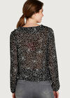 Star Print Ruffle Detail Blouse, Black, large
