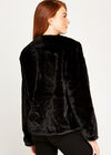Faux Fur Two Pocket Coat, Black, large