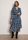Check Crepe Midi Dress, Teal, large
