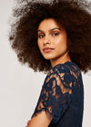  Lace Scallop Edge Top, Navy, large