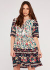 Floral Border Dress, Cream, large