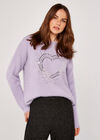 Sequin Heart Jumper, Lilac, large