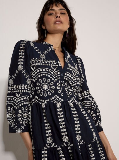 Floral Broderie Anglaise Midi Dress