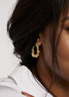 Hammered Gold Oval Earrings, Yellow, large