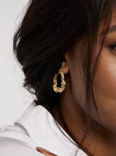 Hammered Gold Oval Earrings