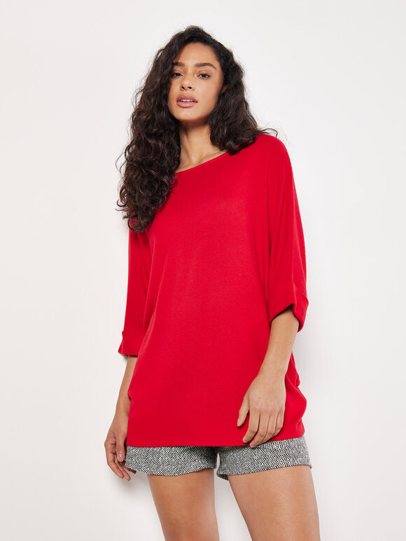 Soft Touch Batwing Top, Red, large
