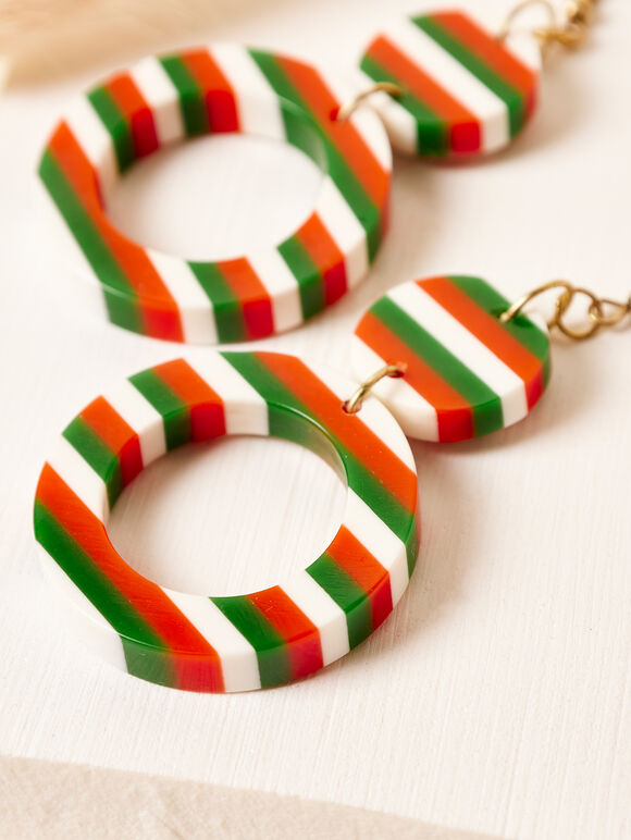 Candy Stripe Circle Earrings, Assorted, large
