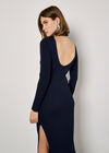 Ribbed Knit Low Back Midi Dress, Navy, large