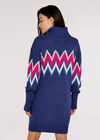 Chevron Jumper Mini Dress, Blue, large