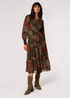 Patchwork Ditsy Midi Dress, Green, large