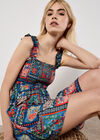Postcard Floral Print Mini Dress, Navy, large