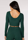 Ribbed Knit Crop Top, Green, large