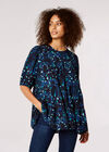 Cheetah Print Tiered Top, Navy, large