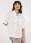 Oversized Slub Shirt, Cream, large