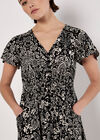 Paisley Print Maxi Dress, Black, large
