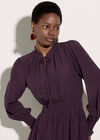 Ruffle Neck Mini Dress, Plum, large
