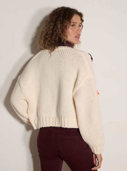 Chunky Knit Butterfly Applique Cardigan