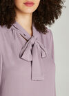 Pussybow Neck Detail Shift Dress, Lilac, large